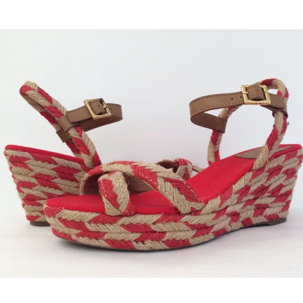 Tory Burch Camelia Red Platform Espadrille Sandals